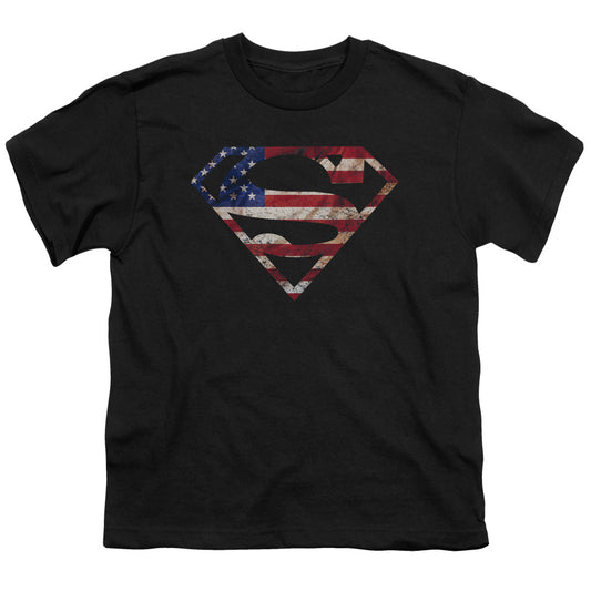 Superman - Super Patriot - Short Sleeve Youth 18/1 - Black T-shirt