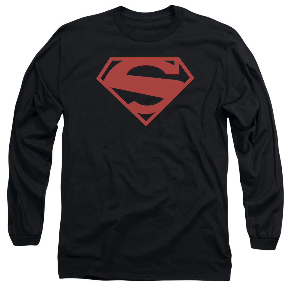 Superman - 52 Red Block - Long Sleeve Adult 18/1 - Black T-shirt