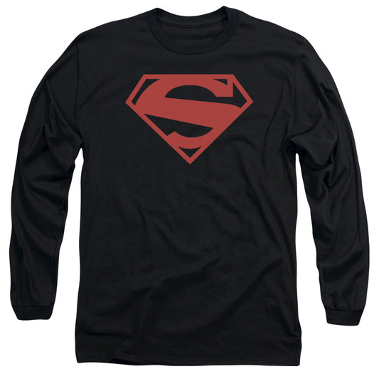 Superman - 52 Red Block - Long Sleeve Adult 18/1 - Black T-shirt