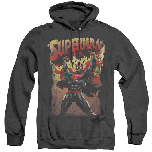 Superman - Lift Up - Adult Heather Hoodie - Black