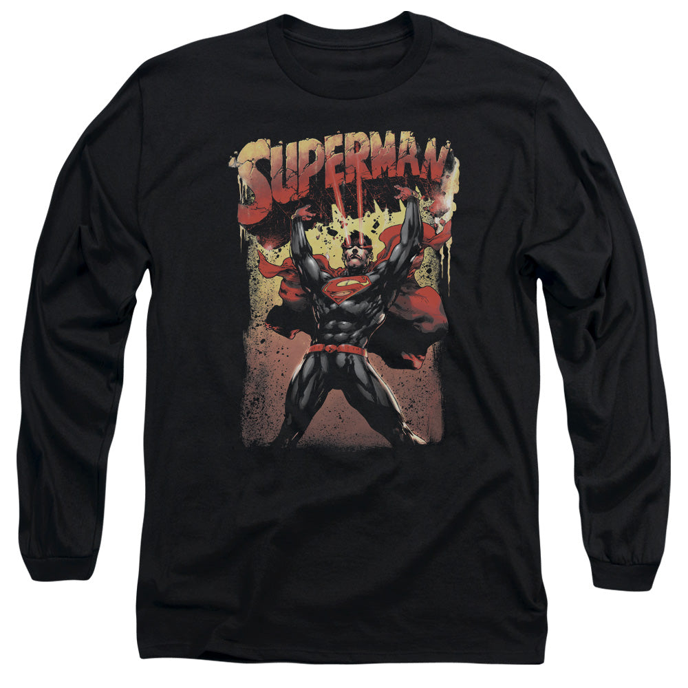 Superman - Lift Up - Long Sleeve Adult 18/1 - Black T-shirt