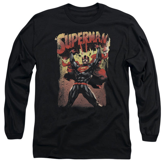 Superman - Lift Up - Long Sleeve Adult 18/1 - Black T-shirt