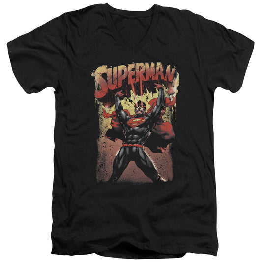 Superman - Lift Up - Short Sleeve Adult V-neck 30/1 - Black T-shirt