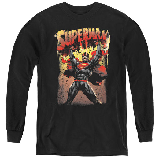 Superman - Lift Up - Youth Long Sleeve Tee - Black