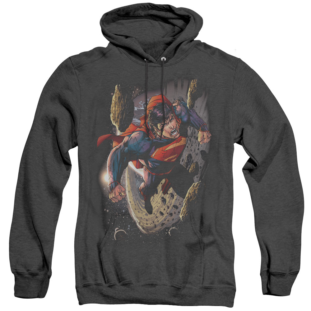 Superman - Orbit - Adult Heather Hoodie - Black