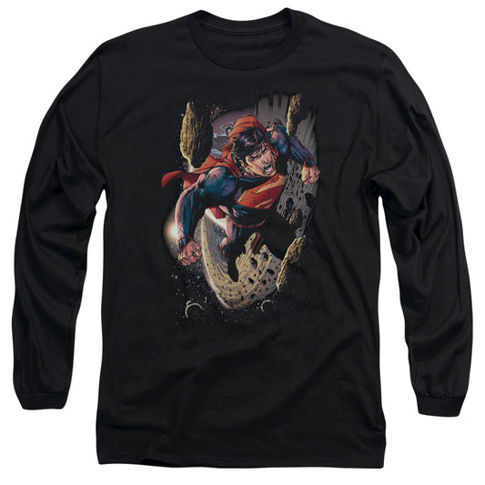 Superman - Orbit - Long Sleeve Adult 18/1 - Black T-shirt