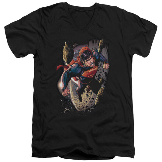 Superman - Orbit - Short Sleeve Adult V-neck 30/1 - Black T-shirt