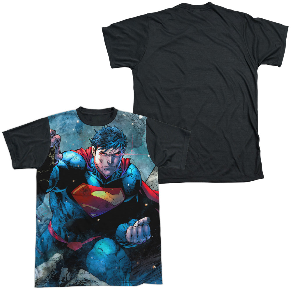 Superman - Rumble - Short Sleeve Adult White Front Black Back   - White T-shirt