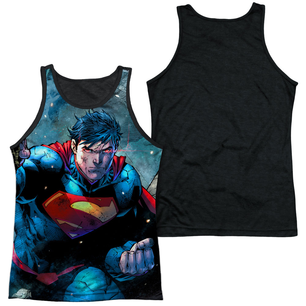 Superman - Rumble - Adult Poly Tank Top Black Back - White