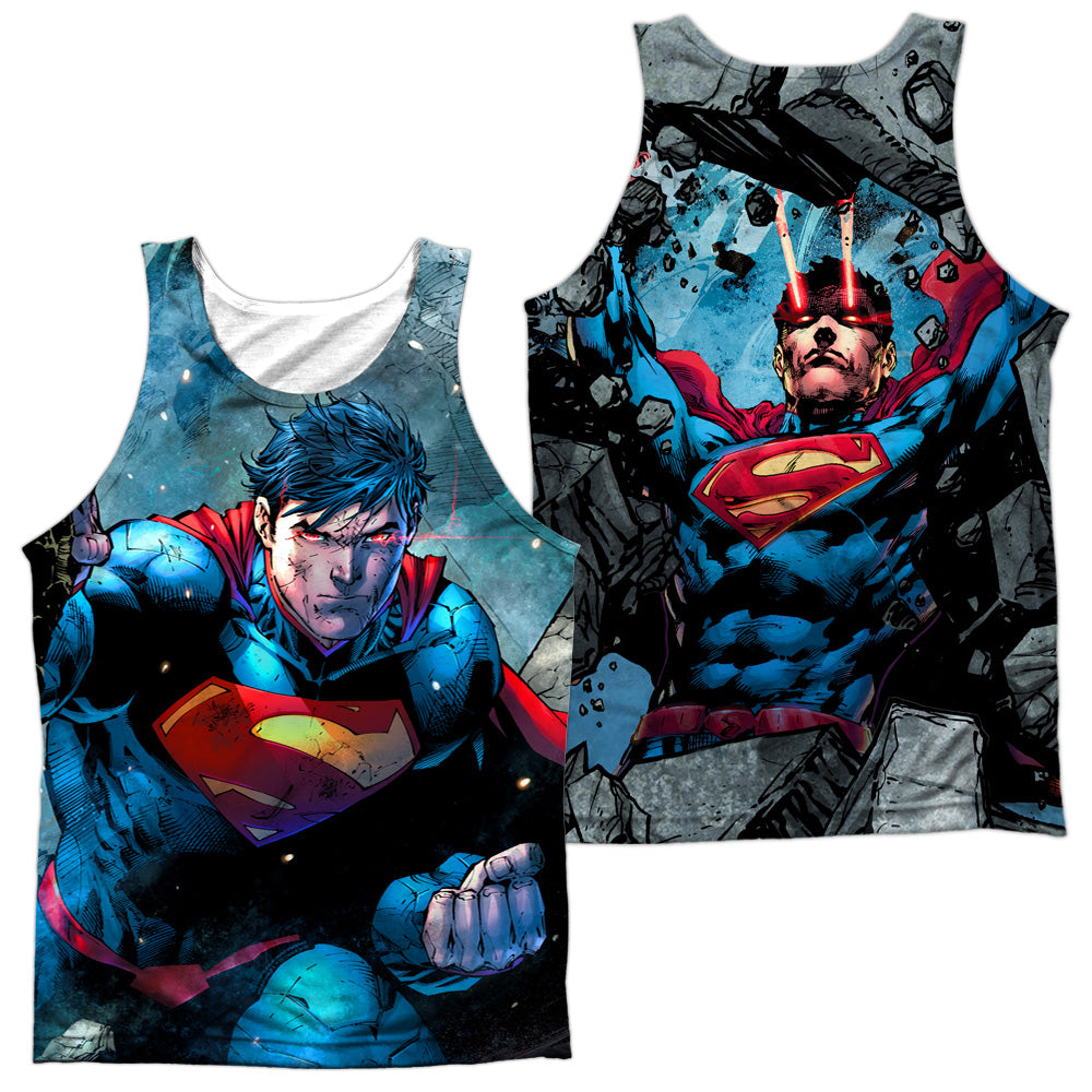 Superman - Rumble (Front/back Print) - Adult 100% Poly Tank Top - White