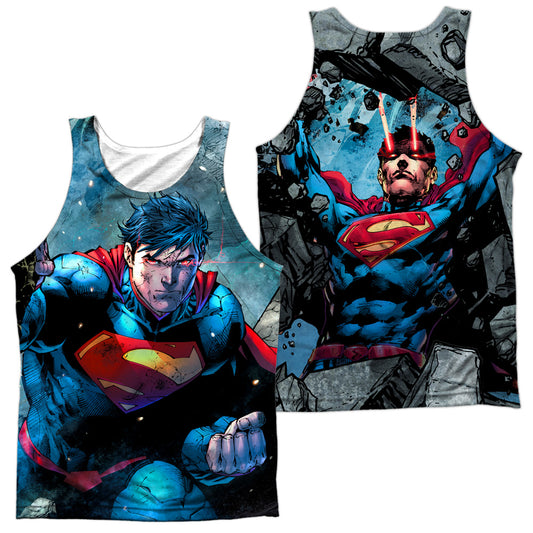Superman - Rumble (Front/back Print) - Adult 100% Poly Tank Top - White