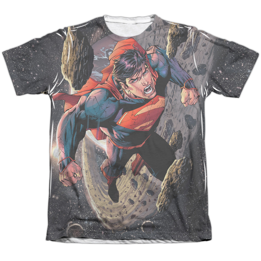 Superman - Up Up - Adult Poly/cotton Short Sleeve Tee - White T-shirt