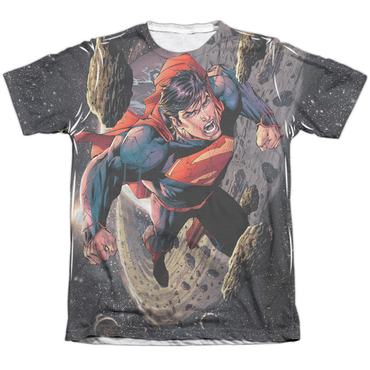 Superman - Up Up - Adult Poly/cotton Short Sleeve Tee - White T-shirt