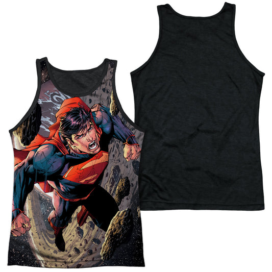 Superman - Up Up - Adult Poly Tank Top Black Back - White