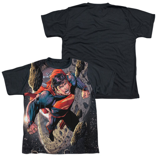 Superman - Up Up - Short Sleeve Youth White Front Black Back   - White T-shirt