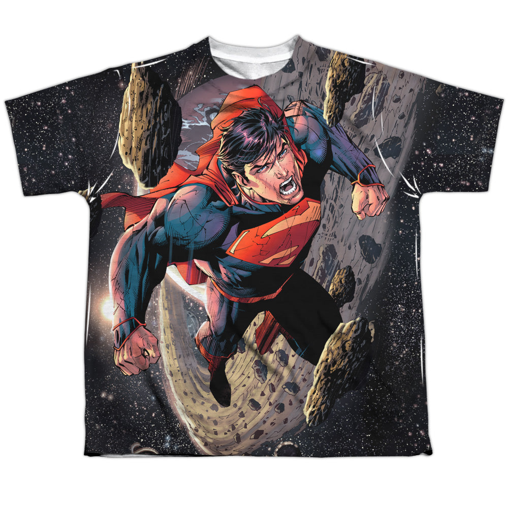 Superman - Up Up - Short Sleeve Youth Poly Crew - White T-shirt