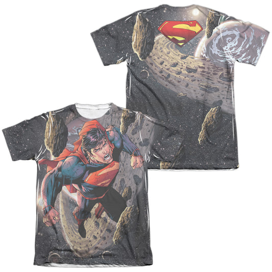 SUPERMAN UP UP (FRONT/BACK PRINT)-ADULT POLY/COTTON T-Shirt
