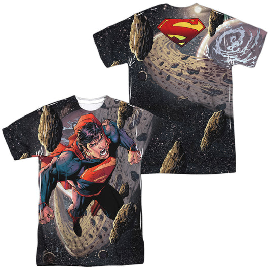 Superman - Up Up (Front/back Print) - Short Sleeve Adult Poly Crew - White T-shirt