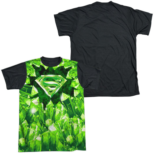 Superman - Kryptonite Shield - Short Sleeve Adult White Front Black Back   - White T-shirt
