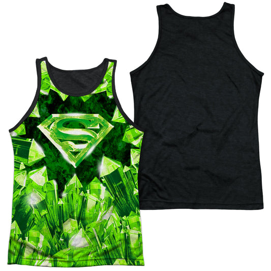 Superman - Kryptonite Shield - Adult Poly Tank Top Black Back - White