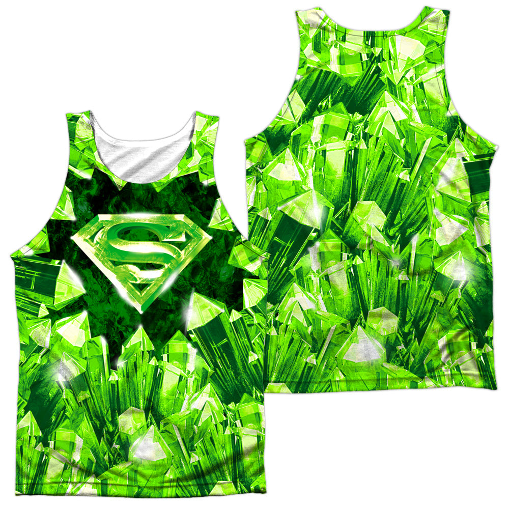 Superman - Kryptonite Shield (Front/back Print) - Adult 100% Poly Tank Top - White