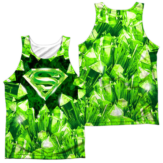 Superman - Kryptonite Shield (Front/back Print) - Adult 100% Poly Tank Top - White