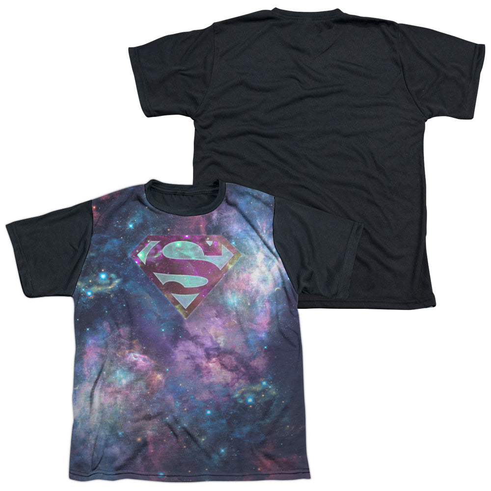 SUPERMAN SPACED OUT LOGO-S/S YOUTH WHITE FRONT BLACK BACK T-Shirt