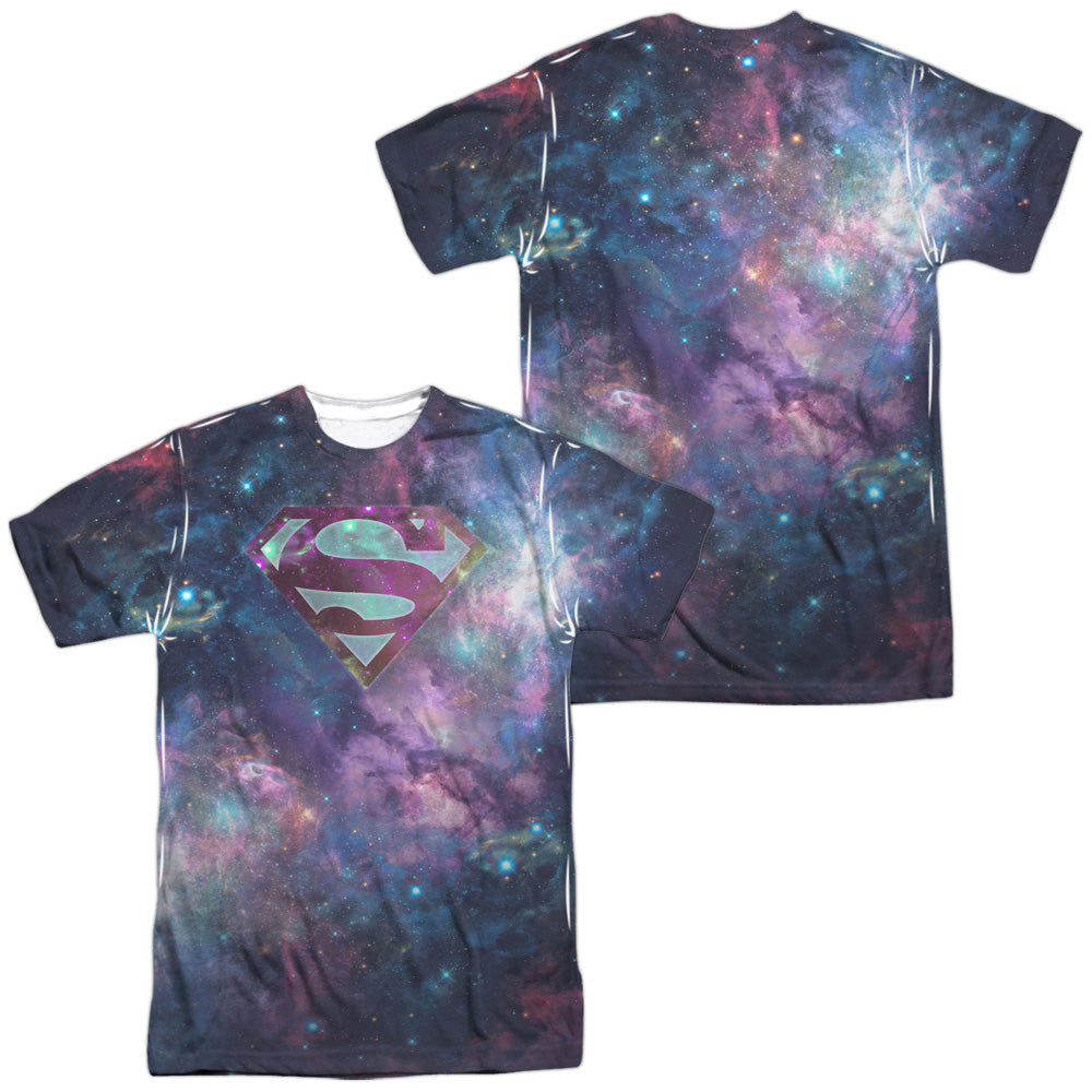 Superman - Spaced Out Logo (Front/back Print) - Short Sleeve Adult Poly Crew - White T-shirt