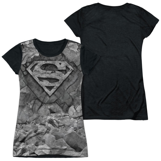 Superman - Rock & Rumble - Short Sleeve Junior Poly Black Back - White T-shirt