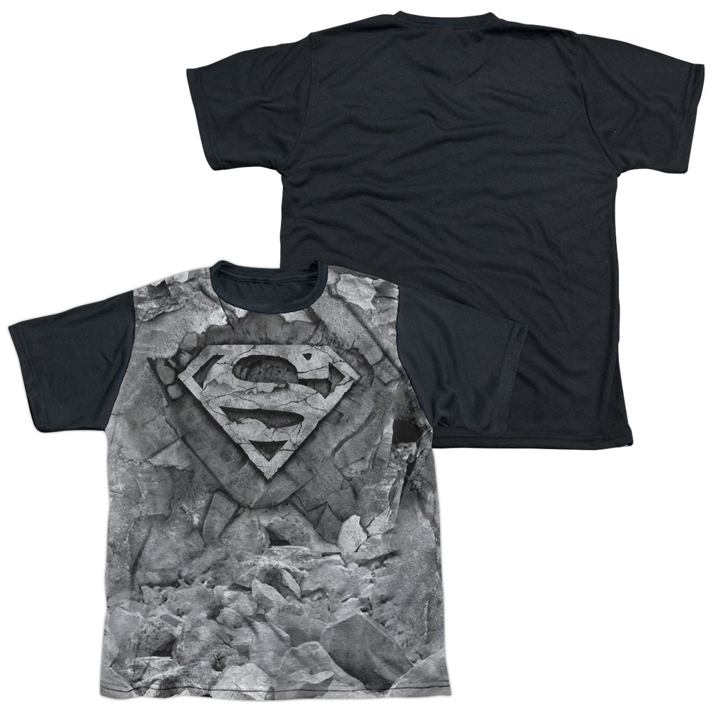 Superman - Rock & Rumble - Short Sleeve Youth White Front Black Back   - White T-shirt