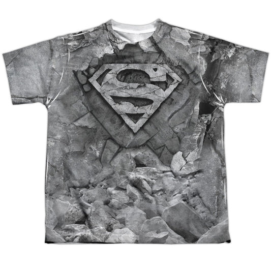 Superman - Rock & Rumble - Short Sleeve Youth Poly Crew - White T-shirt