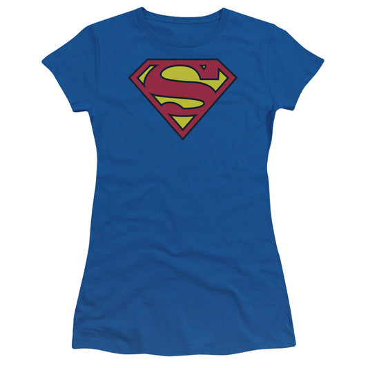 Superman - Classic Logo - Short Sleeve Junior Sheer - Royal Blue T-shirt