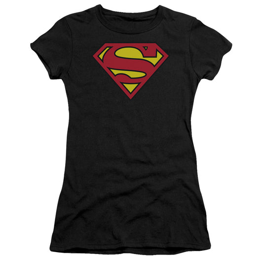 Superman - Classic Logo - Short Sleeve Junior Sheer - Black T-shirt