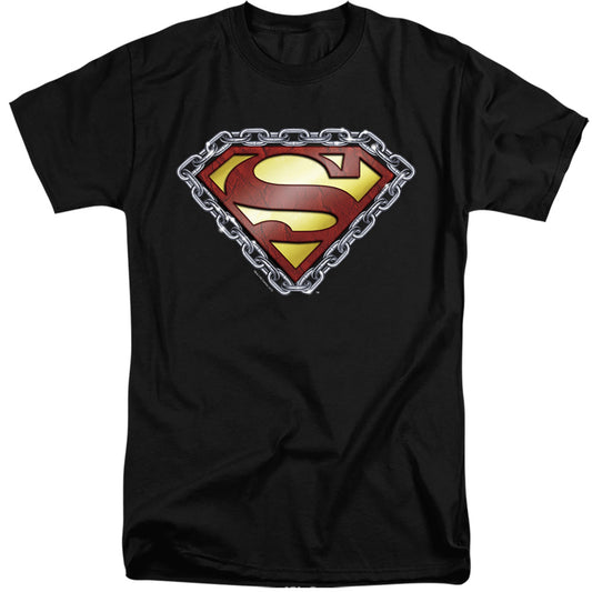 Superman - Chained Shield - Short Sleeve Adult Tall - Black T-shirt