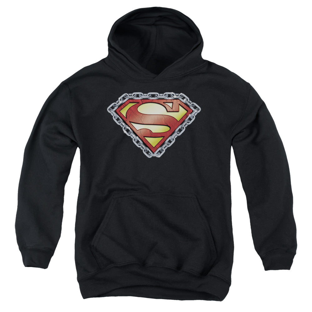 Superman - Chained Shield - Youth Pull-over Hoodie - Black