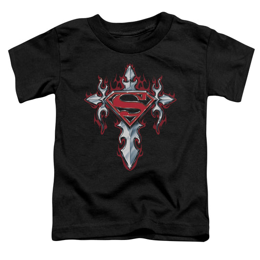 Superman - Gothic Steel Logo - Short Sleeve Toddler Tee - Black T-shirt