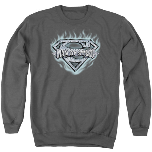 Superman - Man Of Steel Shield - Adult Crewneck Sweatshirt - Charcoal