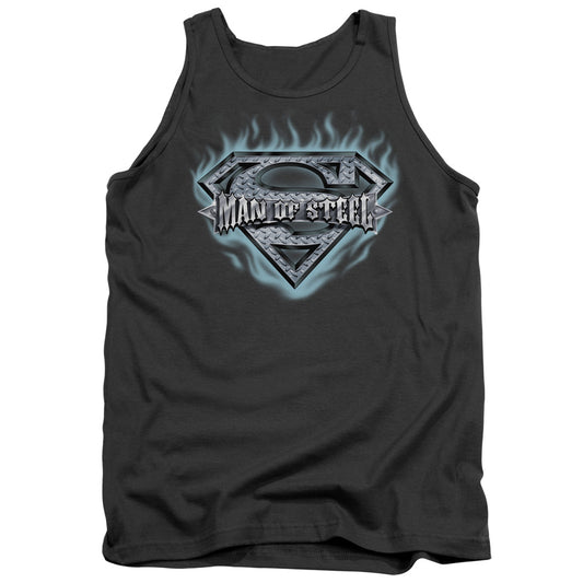 Superman - Man Of Steel Shield - Adult Tank - Charcoal