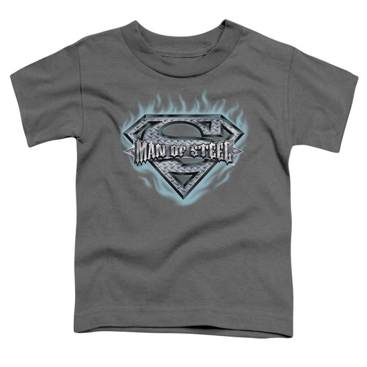 Superman - Man Of Steel Shield - Short Sleeve Toddler Tee - Charcoal T-shirt