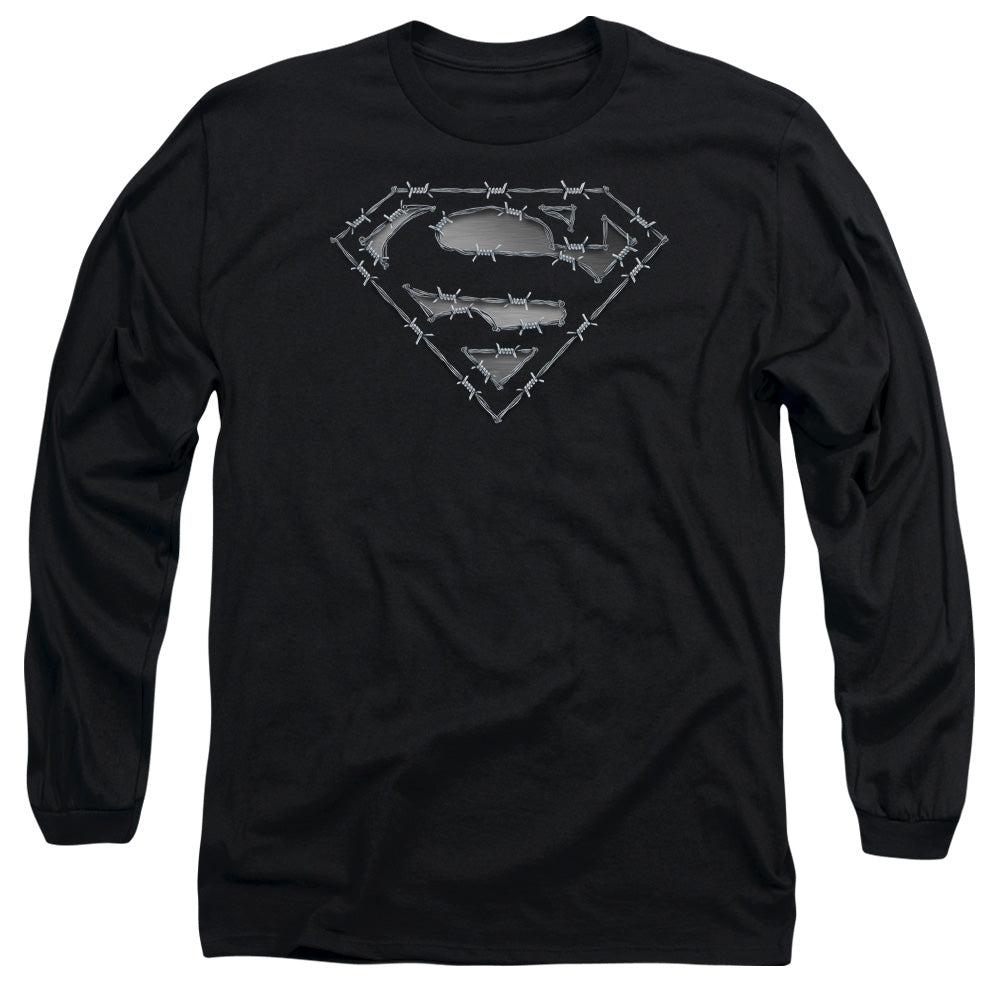 Superman - Barbed Wire - Long Sleeve Adult 18/1 - Black T-shirt
