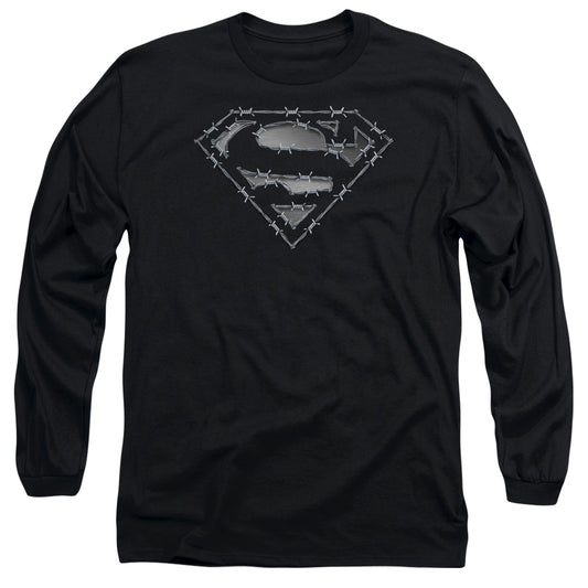 Superman - Barbed Wire - Long Sleeve Adult 18/1 - Black T-shirt