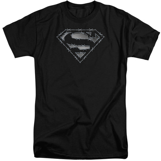 Superman - Barbed Wire - Short Sleeve Adult Tall - Black T-shirt
