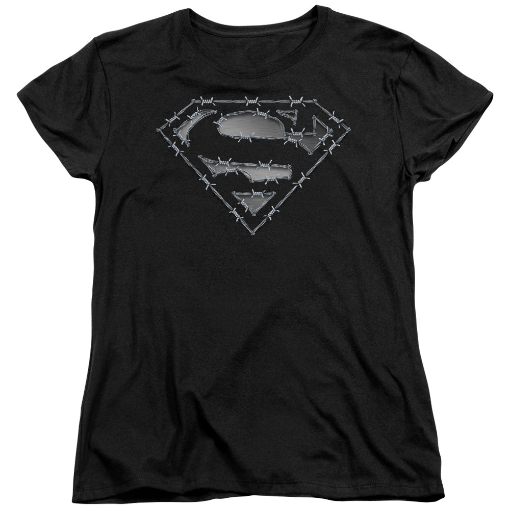 Superman - Barbed Wire - Short Sleeve Womens Tee - Black T-shirt