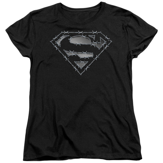 Superman - Barbed Wire - Short Sleeve Womens Tee - Black T-shirt