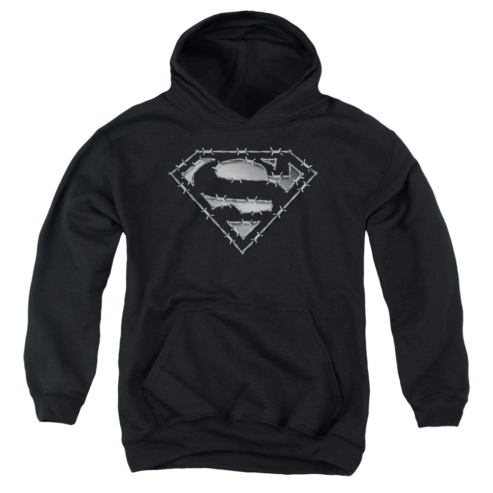 Superman - Barbed Wire - Youth Pull-over Hoodie - Black
