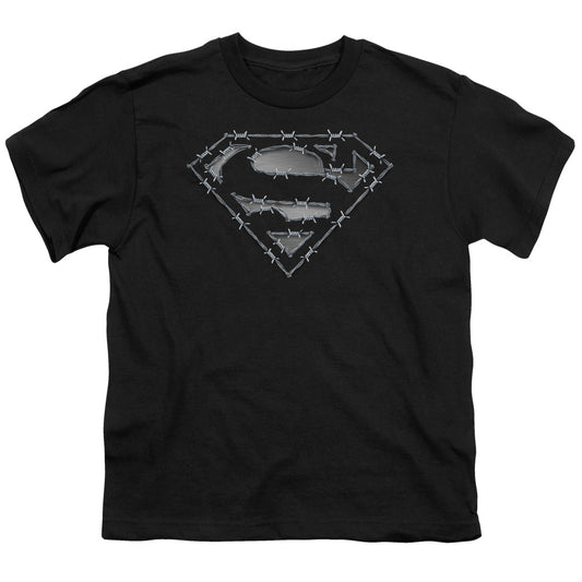 Superman - Barbed Wire - Short Sleeve Youth 18/1 - Black T-shirt