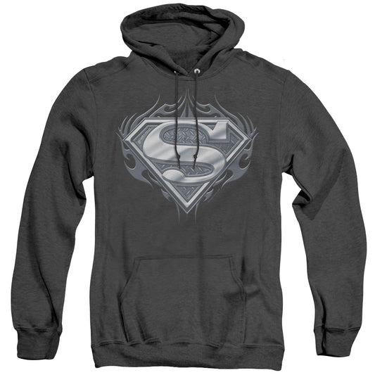 Superman - Biker Metal - Adult Heather Hoodie - Black