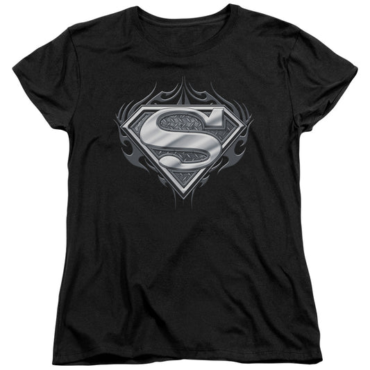 Superman - Biker Metal - Short Sleeve Womens Tee - Black T-shirt