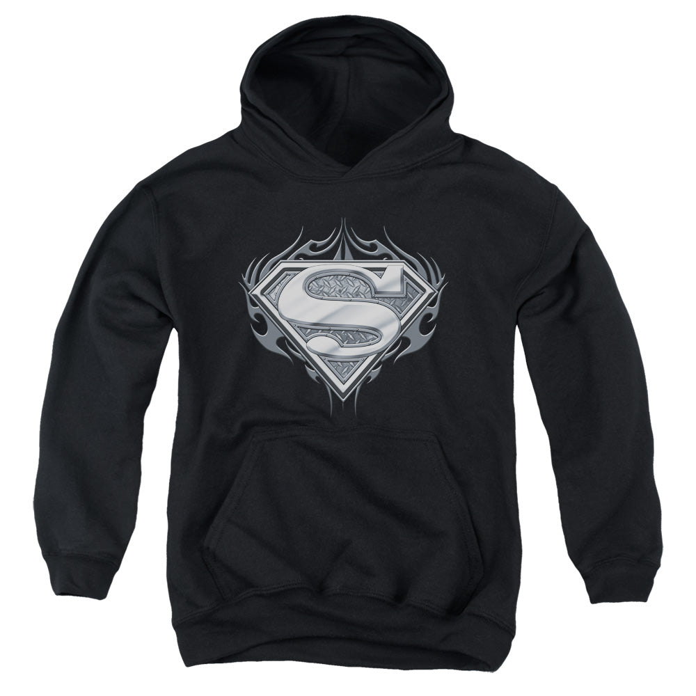 Superman - Biker Metal - Youth Pull-over Hoodie - Black