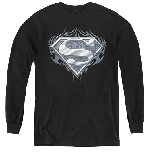 Superman - Biker Metal - Youth Long Sleeve Tee - Black